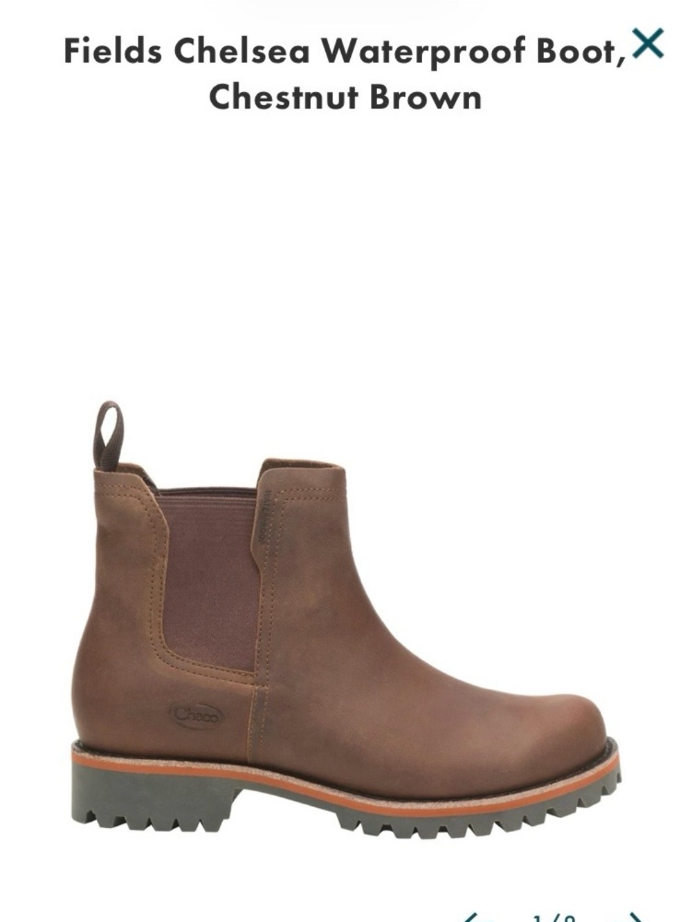 Chaco Fields Chelsea Boot in Chestnut Brown, 9.5